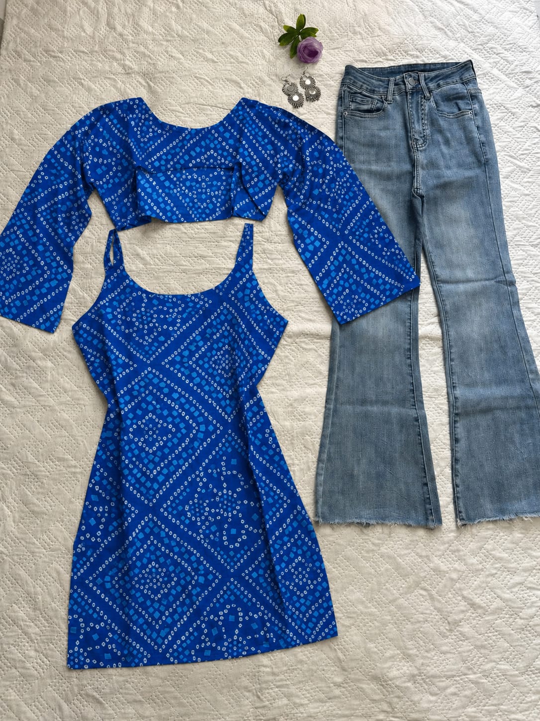 Blue bandani short kurti